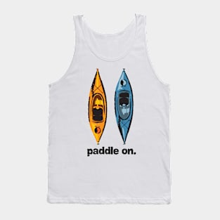 Kayak Design - with Paddle On text - blue and orange kayaks Tank Top